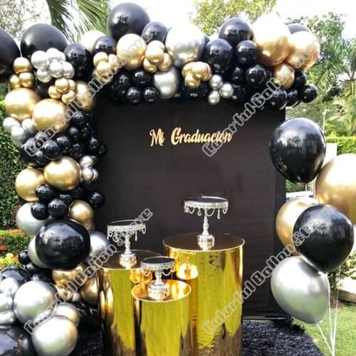 140pcs Birthday Party Wedding Background Gold Latex Balloon Arch Kit Coffee Silver Black Balloon Garland Baby Shower Decoration