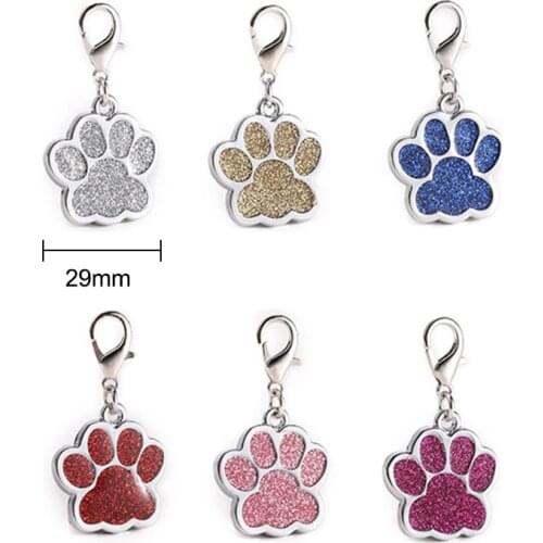 2PCs Zinc Based Alloy Pet Memorial Knitting Stitch Markers Charms Dog Paw Claw Silver Color Setting Fuchsia Glitter 29mm x 25mm