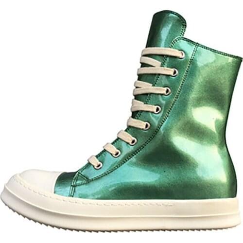 2021 Green Womens Winter Shoes Boots Patent Leather Womens Winter Boots 12#22/10e50