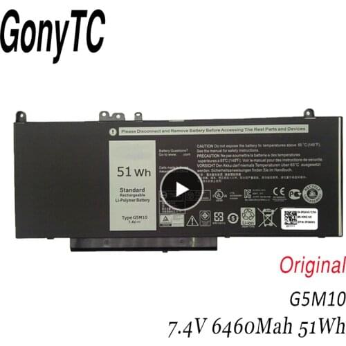 GONYTC G5M10 7.4V 51WH G5M10 Laptop battery For DELL Latitude 14 5000 series E5450 E5550 E5570 6MT4T OR9XM9 8V5GX O8V5GX 7V69