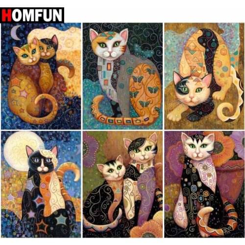 HOMFUN Full Square/Round Drill 5D DIY Diamond Painting "Animal cat theme" Embroidery Cross Stitch 5D Home Decor Gift