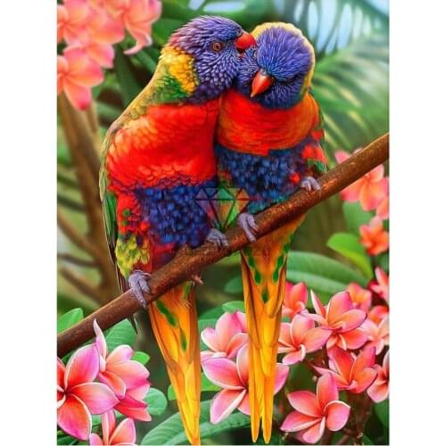 Birds Embroidery Mosaic Craft Parrots Couple Diamond Painting Kits Crystal Picture Wall Paper Rhinestone Drawing Christmas Gift