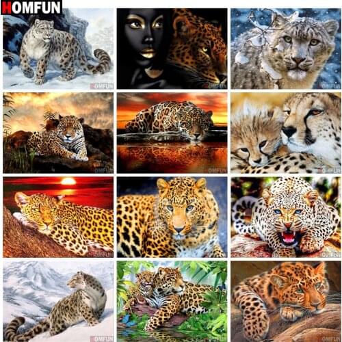 HOMFUN Diamond Painting Full Square/Round Drill 5D DIY "Animal leopard" Daimond Embroidery Rhinestone Cross Stitch Home Decor