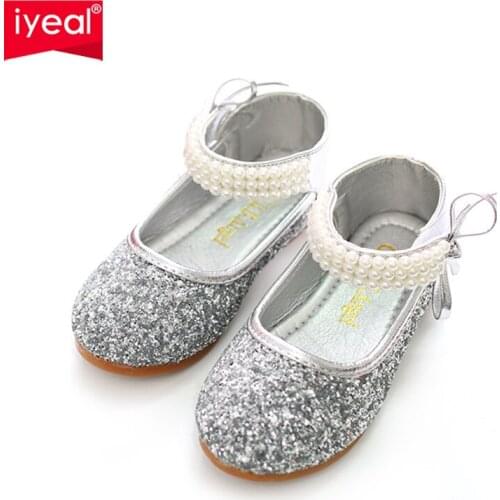 IYEAL Children Baby Toddler Girl Red Silver Glitter Party Ballet Flats Kids Infant Sequins Glittering Show Princess Dress Shoes