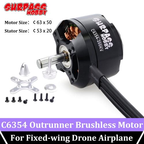 SURPASS HOBBY Brushless Motor 2pcs C6354 200KV 250KV 6-10S for RC Model 3d Fixed Wing Drone Airplane Aircraft Helicopter DYS FPV