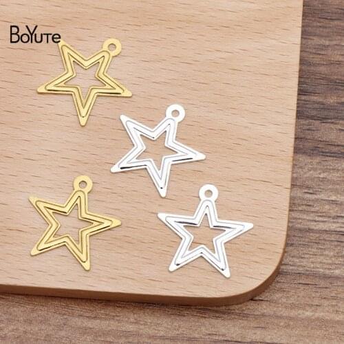 BoYuTe (100 Pieces/Lot) 20MM Metal Brass Star-shaped Pendant Charms for Jewelry Making Diy Handmade Materials
