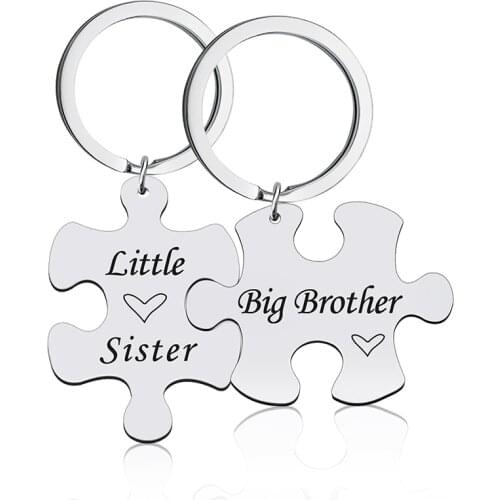 New Fashion Little Sister Big Brother Stainless Steel Diy Keychain Accessories Anime Keychain Charms