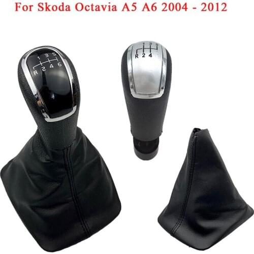 Gear Shift Knob Lever Shifter Stick Pen Handle Gaiter Boot Cover Case Frame Replacement Parts For Skoda Octavia A5 A6 2004-2012