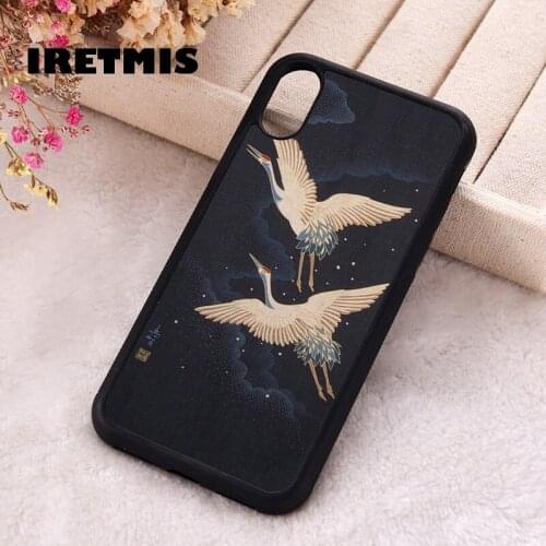 Iretmis 5 5S SE 2020 phone cover cases for iphone 6 6S 7 8 Plus X Xs XR 11 12 MINI Pro Max Soft Silicone TPU Flying crane