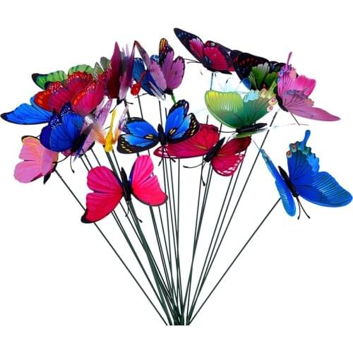 10pcs/Bunch Of Butterflies Garden Yard Planter Flower Pots Decoration Colorful Whimsical Butterfly Stakes Decoracion