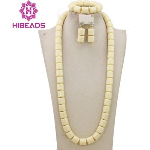 Long Fashion Wedding Beads Necklace White Artificial Coral Bridal Jewelry Sets African Beads Jewelry Set Free Shipping ABK261
