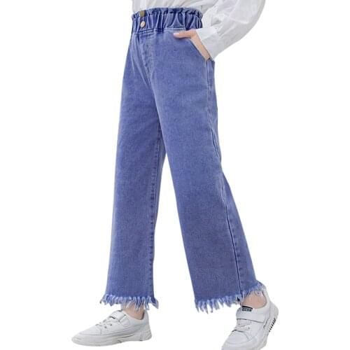 Teenage Girls Jeans Solid Color Girl Jeans Spring Autumn Trousers For Children Casual Style Clothes For Girls 6 8 10 12 14