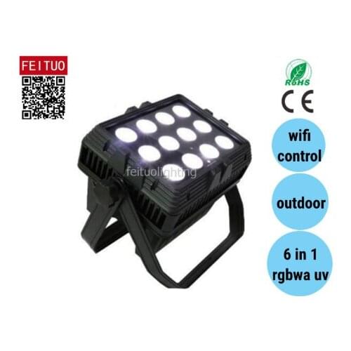 E-(6/lot) Battery powered 12*18W 6 in1 rgbwa+uv wifi and remote control wireless led wall washer light outdoor ip65