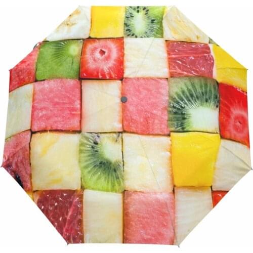 Fantastic Fruit Pattern Painted Women Umbrella Children Umbrellas Three Folding Windproof Rainproof Paraguas Sunny Rainy Parasol