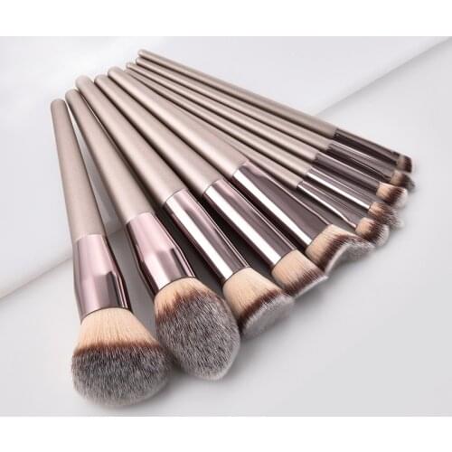 GUJHUI Luxury Champagne Gold Makeup Brush Foundation Make up Brushes Set High-grade Nylon Powder Pincel Cosmetics Beauty Tools