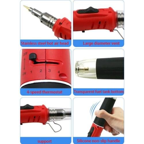 HS-1115K 10in1 Professional Butane Gas Soldering Iron Set 26ml Welding Kit Torch