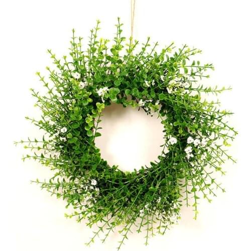 Artificial Eucalyptus Leaves Wreath Simulate Plants Hanging Pendant for Home Door Garland Decor