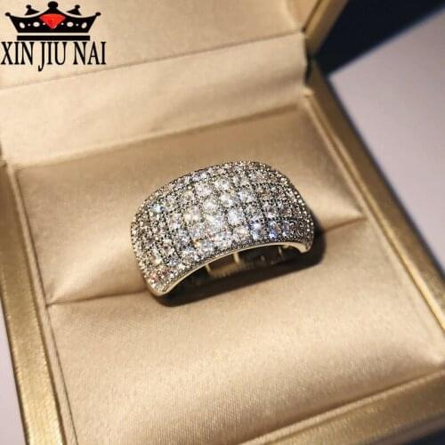 Super Flash Quality AAAAAAA Zircon Pavement Deluxe Ring Sexy Female Model Exquisite Jewelry Birthday Party Gift Womens Ring