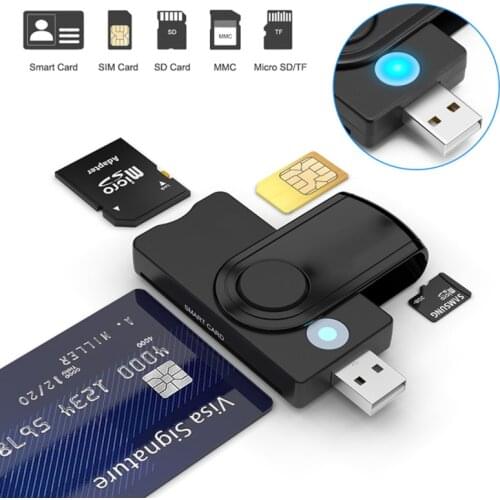 Collective Card Reader SD/TF Card SIM ID Bank Card Card Reader USB Card Reader USB 2.0 Universal For CAC Payment Credit Card Tax