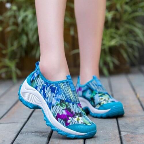 VTOTA Platform Wedge Sneakers Print Summer Mesh Slip On Casual Shoes Sapatos Fenimino Sneakers Brand Sport Shoes Chaussure Femme