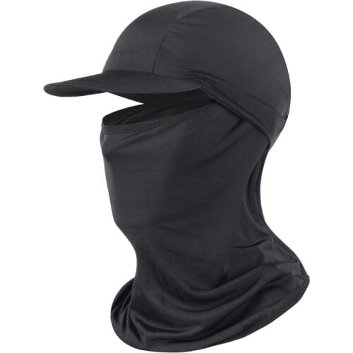 Summer Cooling Helmet Liner Headgear with Brim Full Face Cycling Bandanas Outdoor Fishing Hiking Scarf Face Cover with Sun Hat
