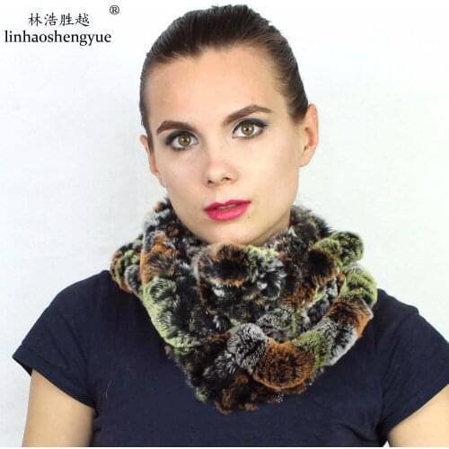 Linhaoshengyue 2017 NEW Rex rabbit fur women scarf fashion warm real fur freeshipping