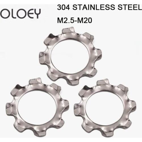 M2.5-M20 304 Stainless Steel Washer External Teeth Lock Washers DIN6797A