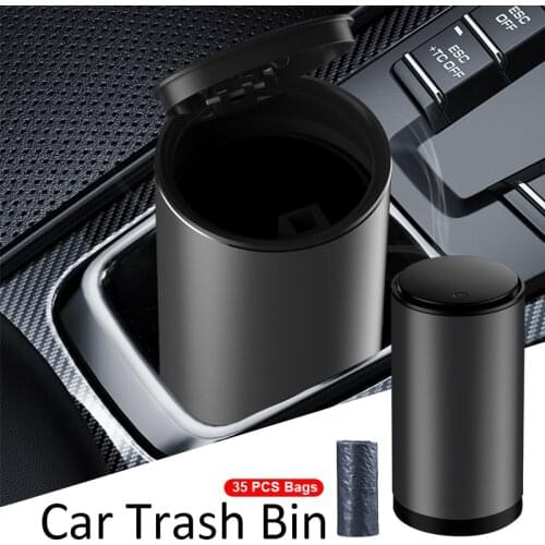 Mini Car Trash Bin Alloy Garbage Can For Car Dustbin Waste Rubbish Basket Bin Organizer Storage Holder Bag Auto Accessories