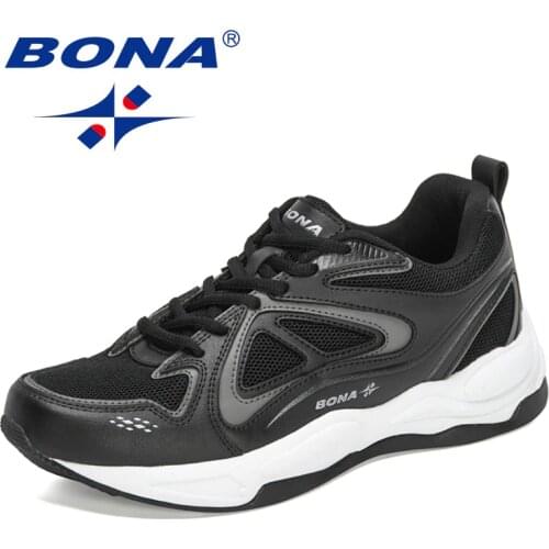 BONA 2021 New Designers Classic Action Leather Running Shoes Men Outdoor Breathable Mesh Jogging Sport Shoes Man Walking Shoes