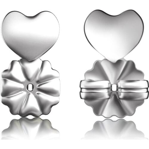 New Fashion S925 Sterling Silver Heart Earring Backs Support Hypoallergenic Earrings Lift Lifters Fits All Post Earring