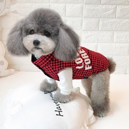 Autumn and winter Wear on both sides two feet dog clothes pet clothes warm dog coats plaid styles clothes for small dogs