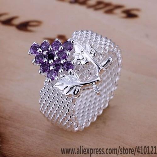 R075 Lucky Charm Silver Color Rings For Women Jewelry Wholesale Women Accessorie Fashion Purple Web Ring /dsvamkca Enraneya