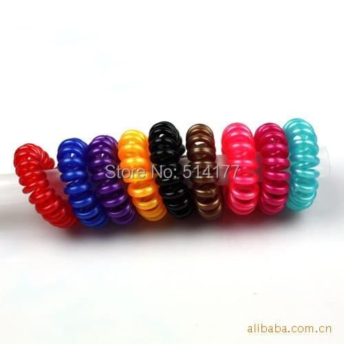 10pcs/lot Cheap Telephone Line Gum Black/Colored Elastic Hair Band For Girl Rope Jewelry Accessories Springs Hair Scrunch