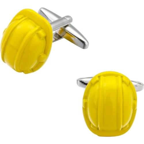 Shirt cuff buttons engineer safety helmet Cufflinks Cuff Links art menswear brand high quality yellow jewelry designer