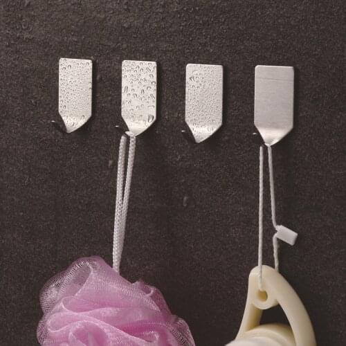 Silver Kitchen Supplies Wall Hanging Hook Bathroom Accessories 8Pcs/Set 304 Stainless Steel Self Adhesive No Trace Multi Purpose