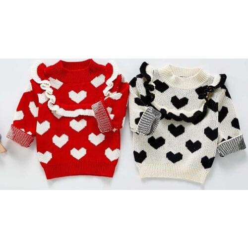 New Baby Girl Clothes Sweater Girls Child Autumn Winter Clothes Girls Pullover Kids Boy Clothing knitted Love Lace Sweater Soft