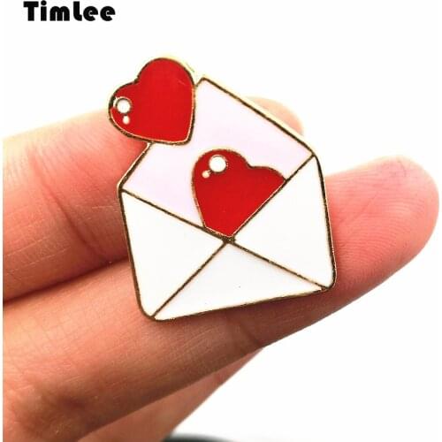 Timlee X240 Free shipping Cute Cartoon Heart Envelope Brooch Pins,Fashion Jewelry Wholesale