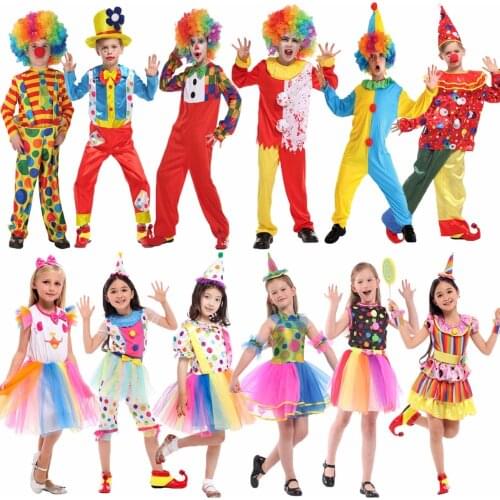 Umorden Purim Carnival Halloween Clown Costumes Kids Children Circus Clown Costume Girls Fantasia Infantil Cosplay for Boys
