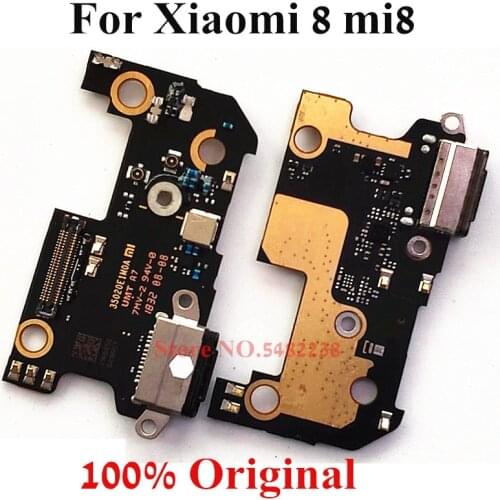 100% Original USB Charging Dock Port Flex cable For Xiaomi 8 mi8 Charger plug board with Microphone connection Replacement parts