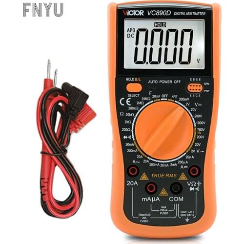 VICTOR VC890D professional digital multimeter DC voltage current capacitance 2000uF 20A back light source tester