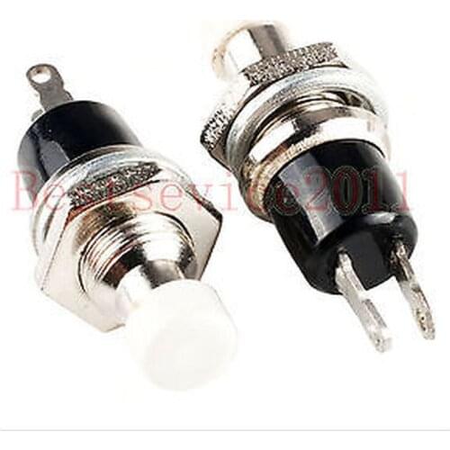 YOCOMYLY 10pcs white 8mm SPST 2 Pins Momentary Push Button Switch N/O push-on Release-off