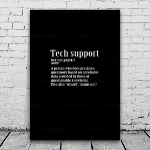 Funny Tech Support Definition Computer Nerd Geek Canvas Painting Poster Modern Family Room Living Room Decoration