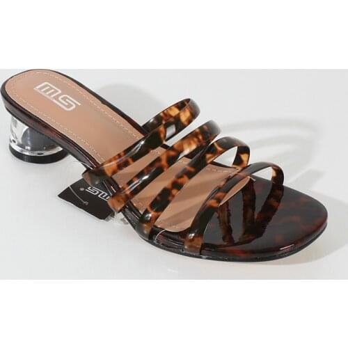 Womens slippers 2021 summer new thin strap open toe brown mid-heel sandals outside fashionable street 4CM women shoes