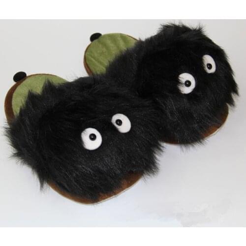 28cm Cartoon Soft Stuffed Totoro Cat Black Carbon Women Slippers Warm Plush Personal Creative Home Floor Average Code Dust Shoe