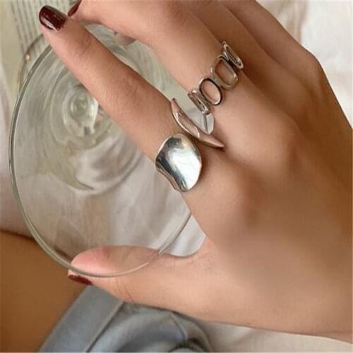 Creative Hollow Out Smooth Geometric Women Open Ring European And American Female Index Finger Ring Fashion Jewelry Accessories