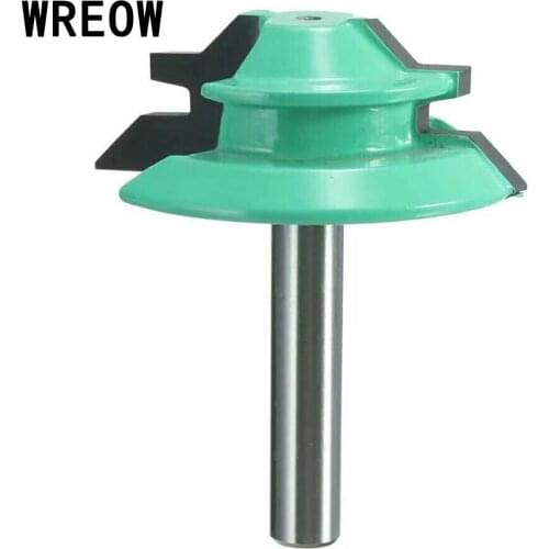 1PC Router bit 45 Degree Lock Miter Router Bit 1-1/2" Diameter 1/4" Shank Green Wood Cutter for Woodworking Drilling Power Tools