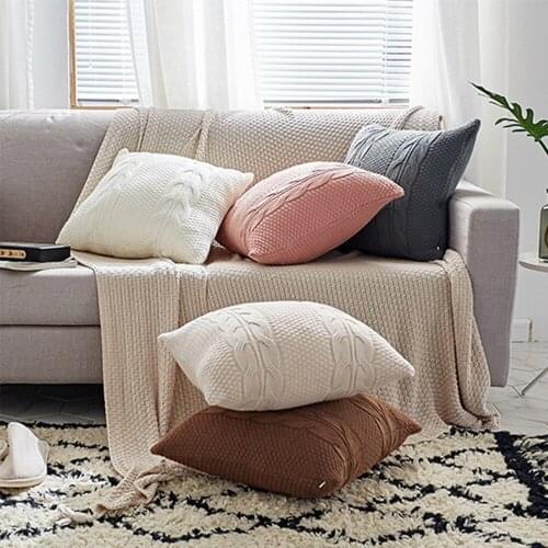 1pcs Modern Pillowcase Vintage Double Twist Style Knitted Wool Throw Square Cushion Cover for Living Room Car Sofa Seat Chair