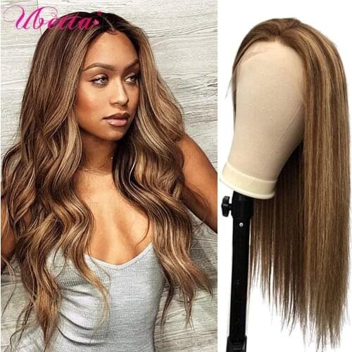 Highlight 13x4 Lace Front Human Hair Wigs Brazilian Straight Black Brown Blonde PrePlucked Lace Lace Frontal Wig For Black Women