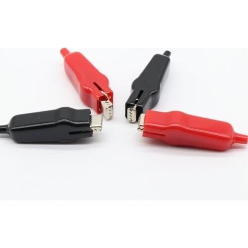 2 PCS Sheathed Alligator Clips Electrical DIY Test Leads Alligator Double-Ended Crocodile Clips Roach Electrical Jumper Wire