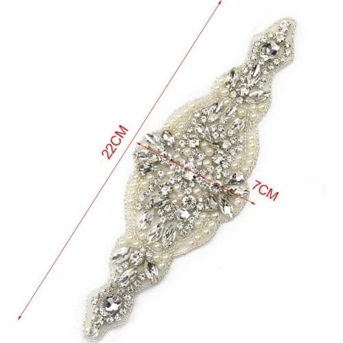 3D Hand-made Rhinestone Applique Beaded Patches For Wedding Accessory WRA-873